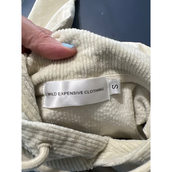 Wild Expensive Clothing Respect The Expnsv Beige Corduroy Hoodie S Beach Boho Gr - Picture 9 of 10